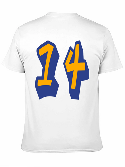 Black T-shirt with Blue and Gold 14 Design