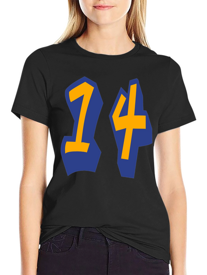 Black T-shirt with Blue and Gold 14 Design