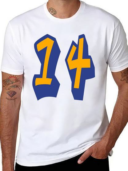 Black T-shirt with Blue and Gold 14 Design