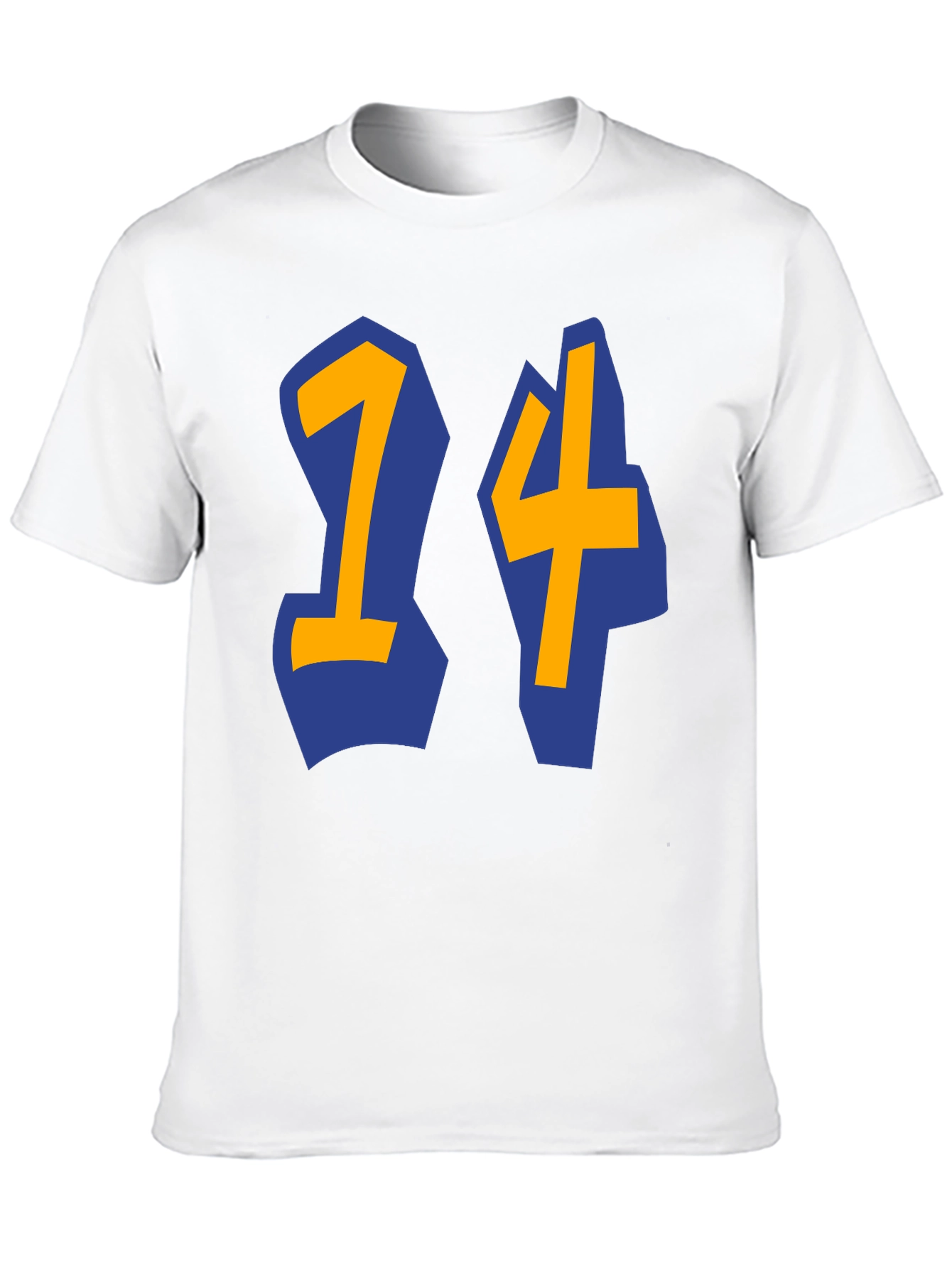 Black T-shirt with Blue and Gold 14 Design
