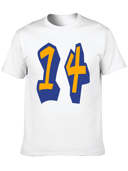Black T-shirt with Blue and Gold 14 Design