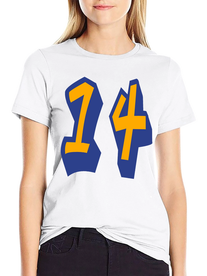 Black T-shirt with Blue and Gold 14 Design