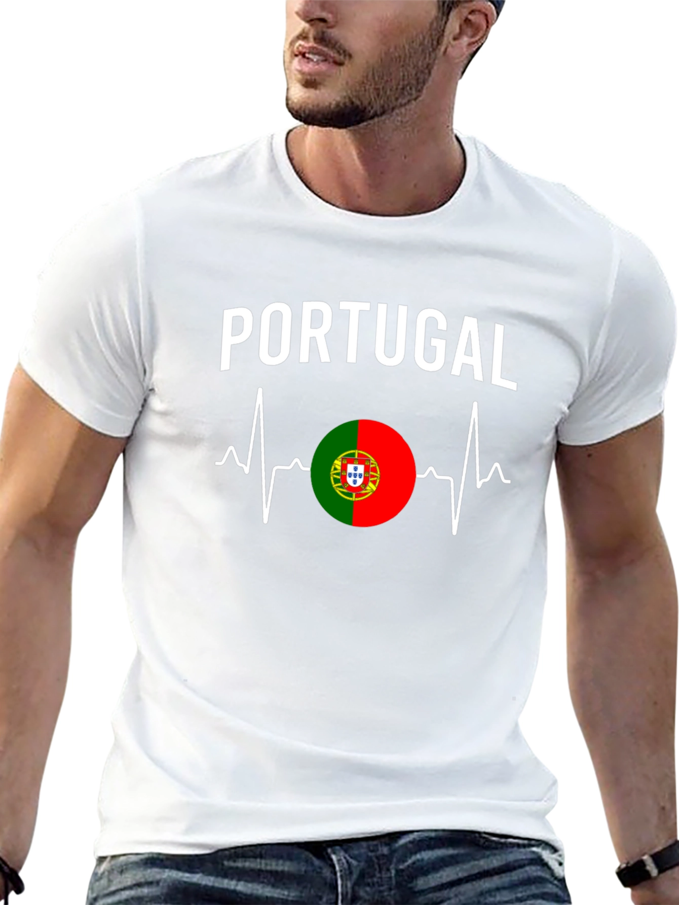 Portugal Heartbeat T-Shirt - Black