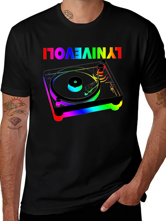 Retro Turntable Rainbow Graphic Tee