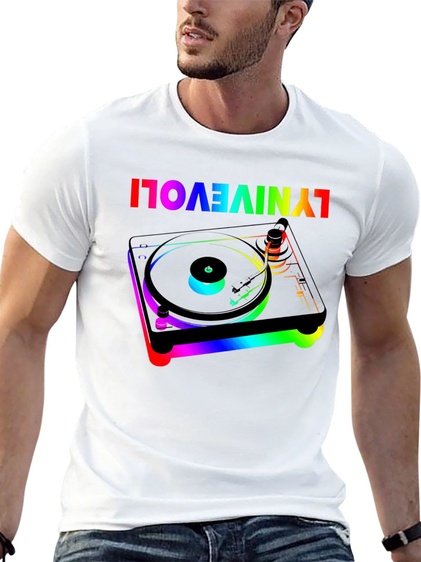 Retro Turntable Rainbow Graphic Tee