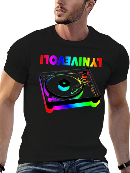 Retro Turntable Rainbow Graphic Tee