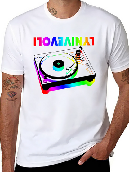 Retro Turntable Rainbow Graphic Tee