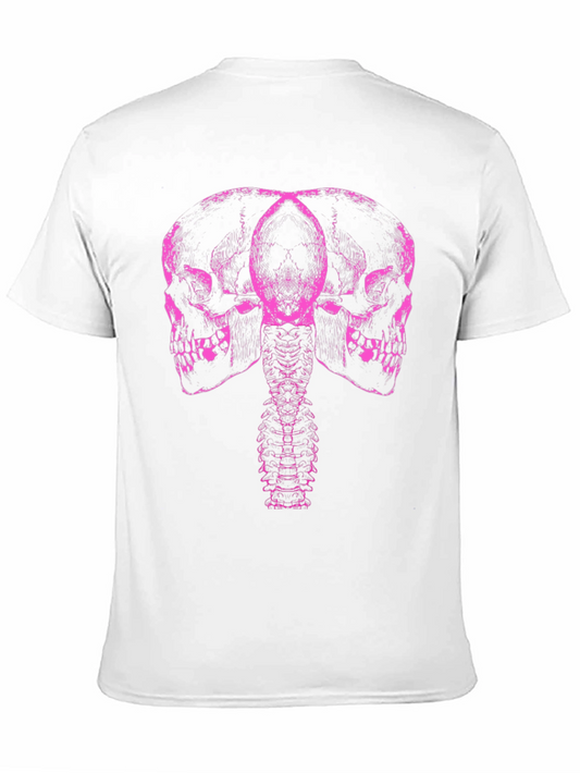 Skull & Spine Graphic Tee - Unique Pink Print