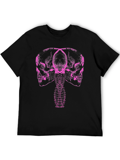 Skull & Spine Graphic Tee - Unique Pink Print