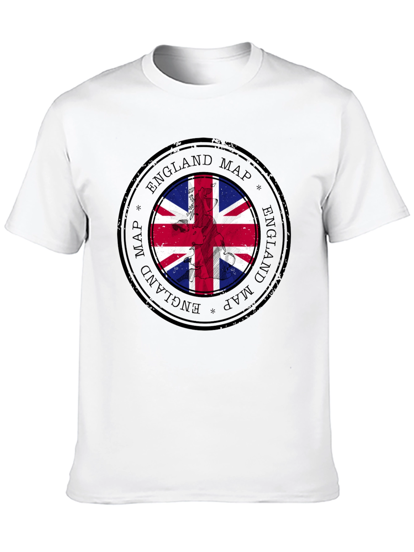 England Map Flag Graphic Tee - Black Cotton T-Shirt