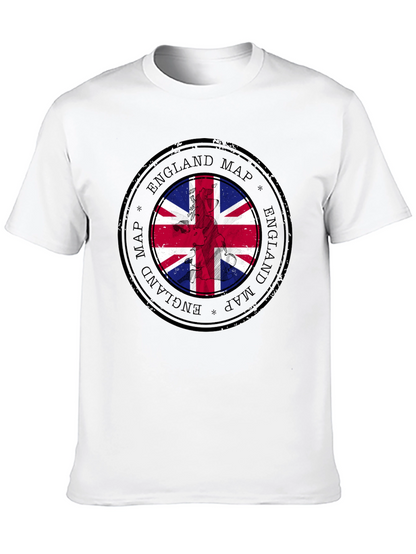 England Map Flag Graphic Tee - Black Cotton T-Shirt