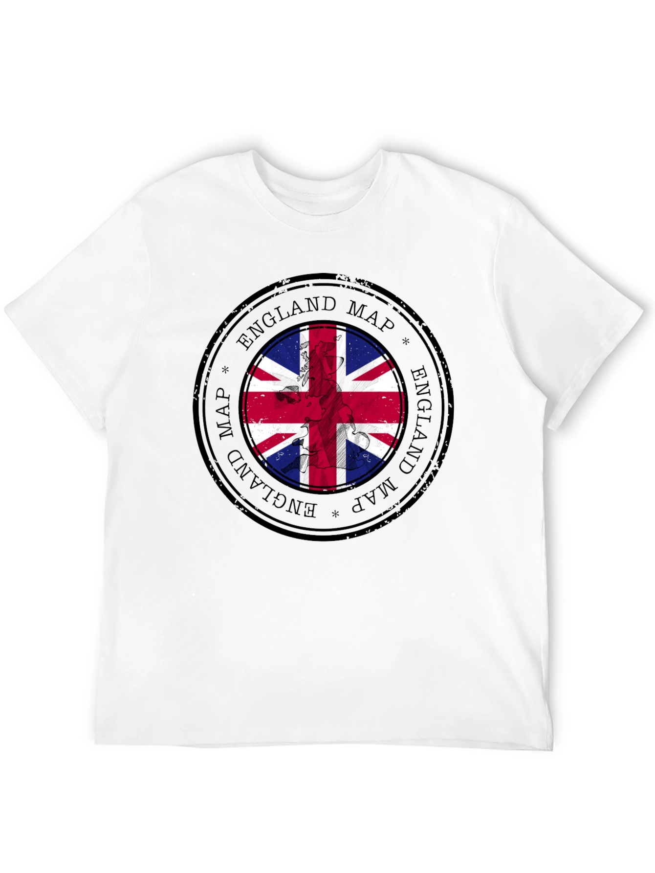 England Map Flag Graphic Tee - Black Cotton T-Shirt