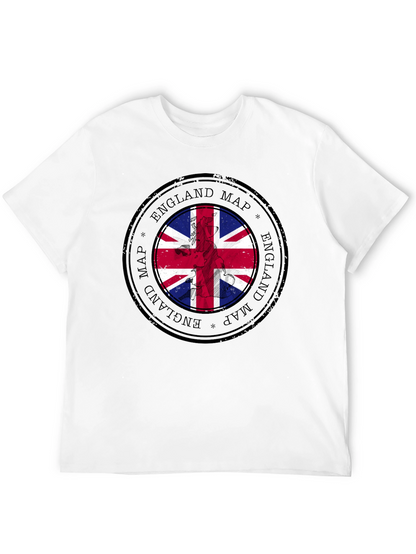 England Map Flag Graphic Tee - Black Cotton T-Shirt