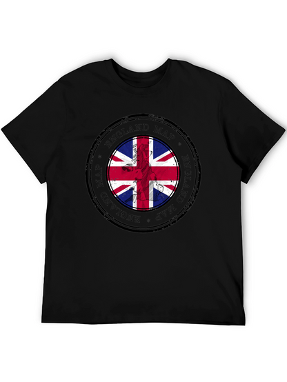 England Map Flag Graphic Tee - Black Cotton T-Shirt