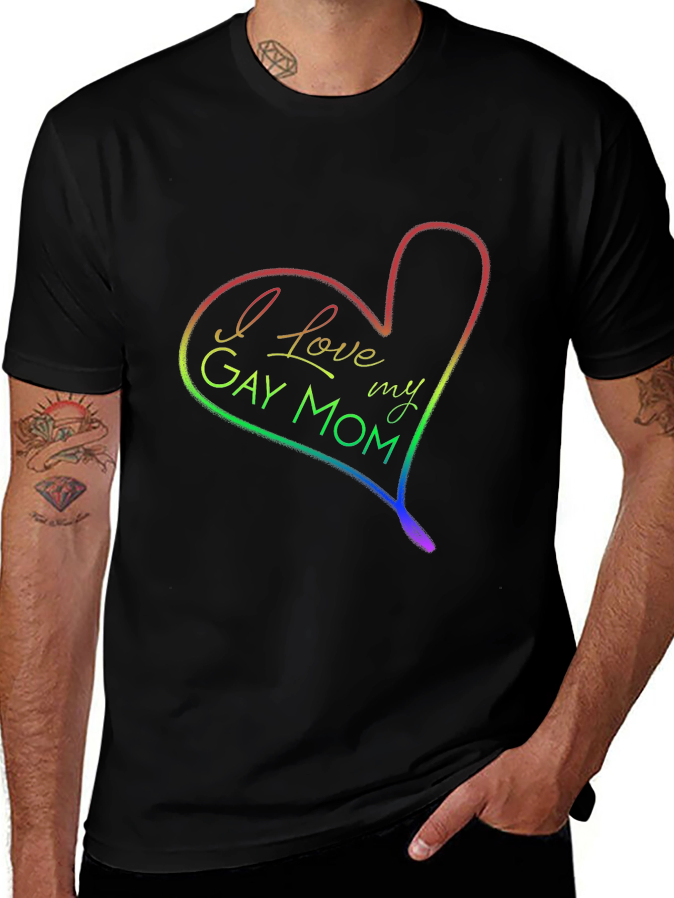 I Love My Gay Mom Rainbow Heart T-Shirt