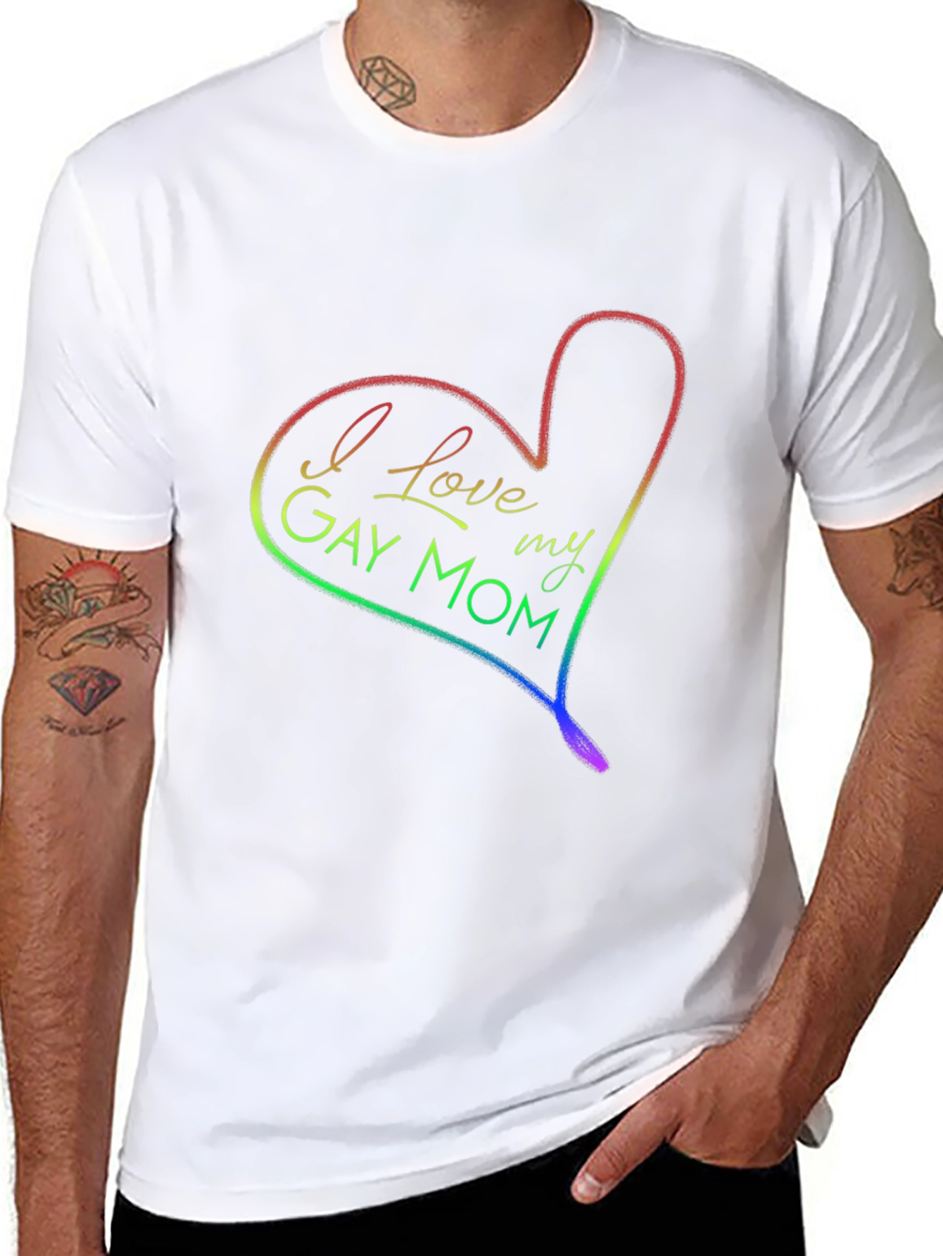 I Love My Gay Mom Rainbow Heart T-Shirt