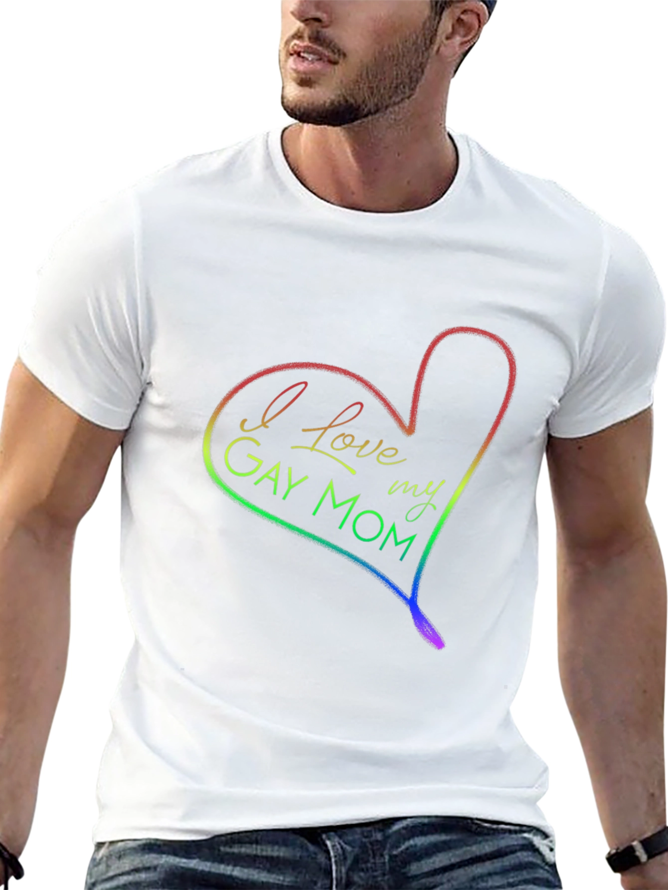 I Love My Gay Mom Rainbow Heart T-Shirt