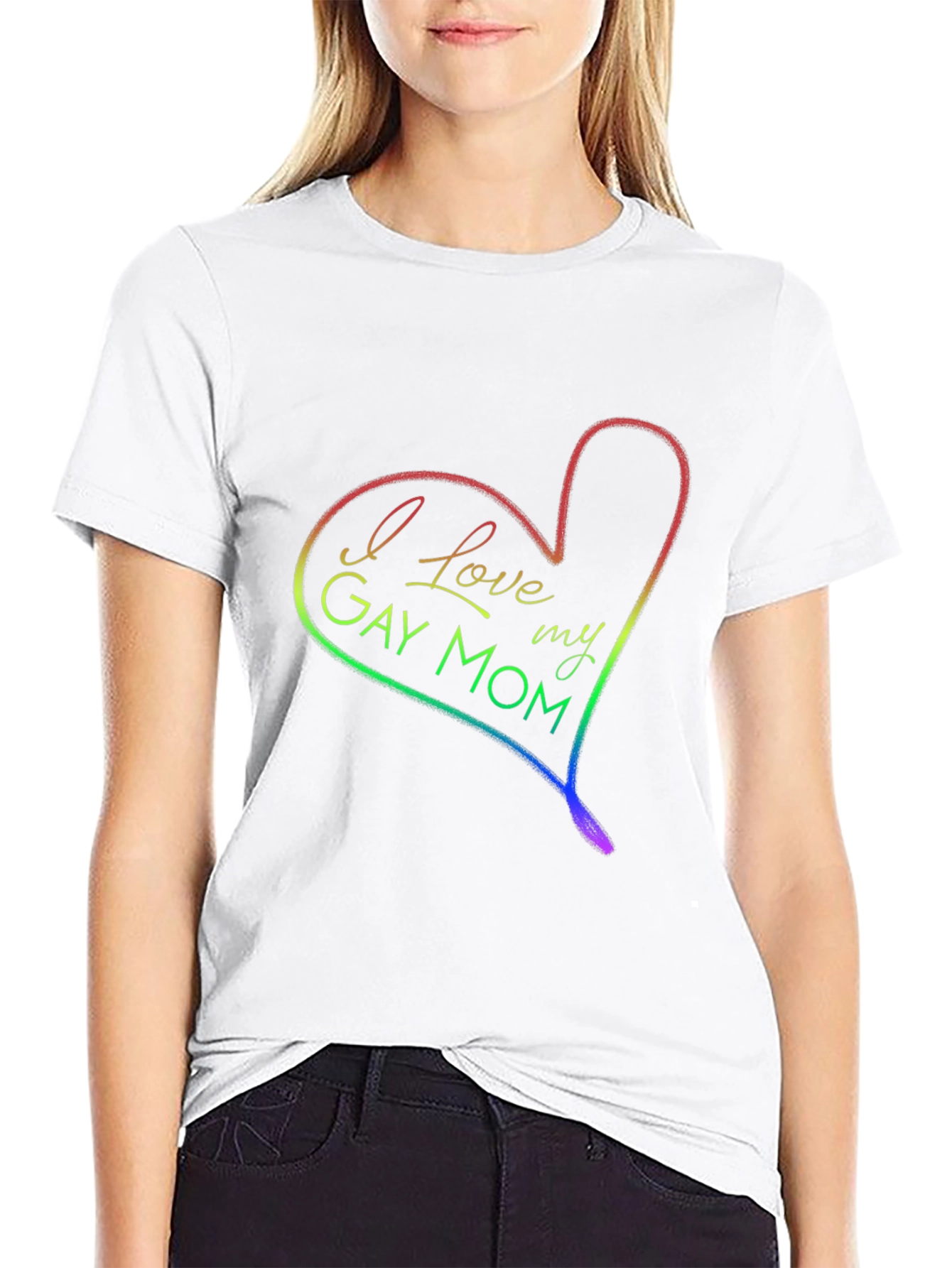 I Love My Gay Mom Rainbow Heart T-Shirt