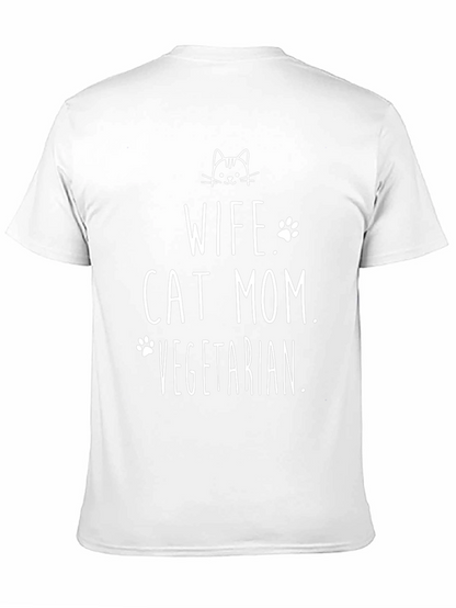 Wife Cat Mom Vegetarian T-Shirt