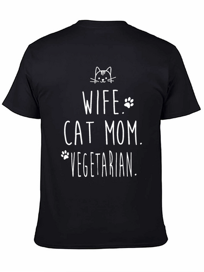 Wife Cat Mom Vegetarian T-Shirt
