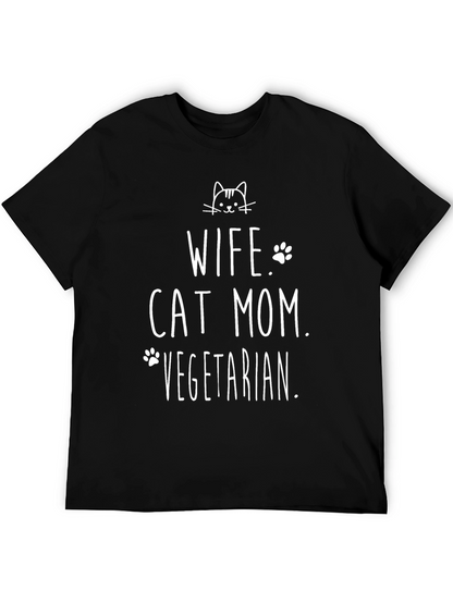 Wife Cat Mom Vegetarian T-Shirt