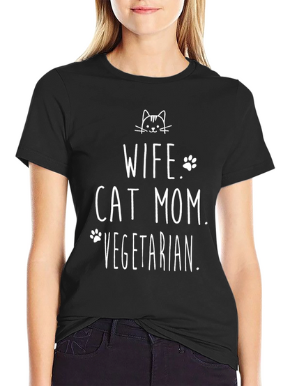Wife Cat Mom Vegetarian T-Shirt