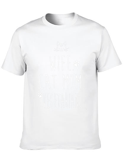 Wife Cat Mom Vegetarian T-Shirt
