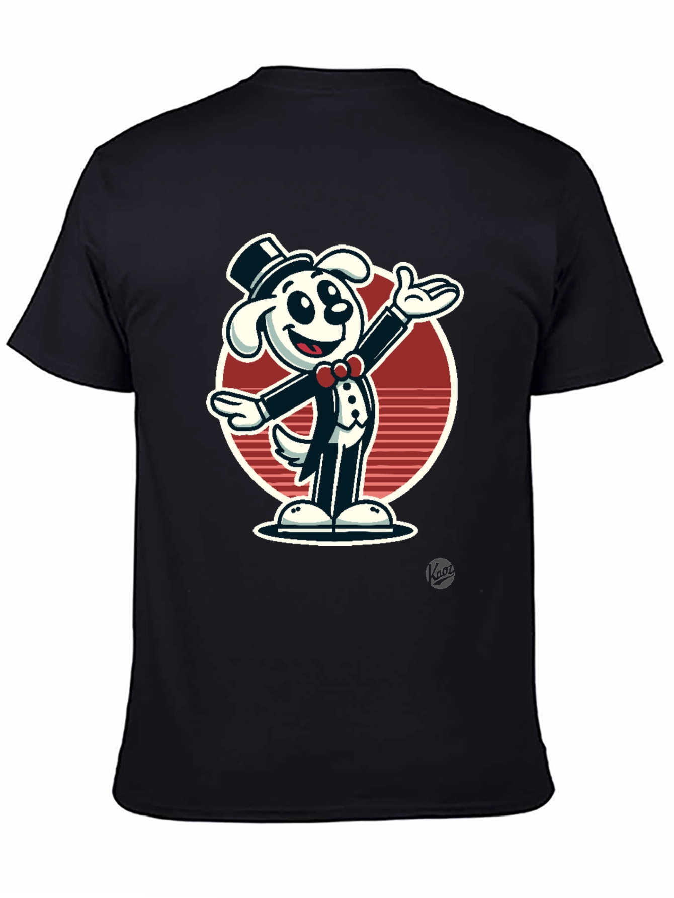 Dapper Dog Cartoon T-Shirt - Black Cotton Blend