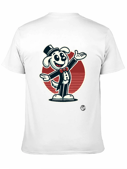 Dapper Dog Cartoon T-Shirt - Black Cotton Blend