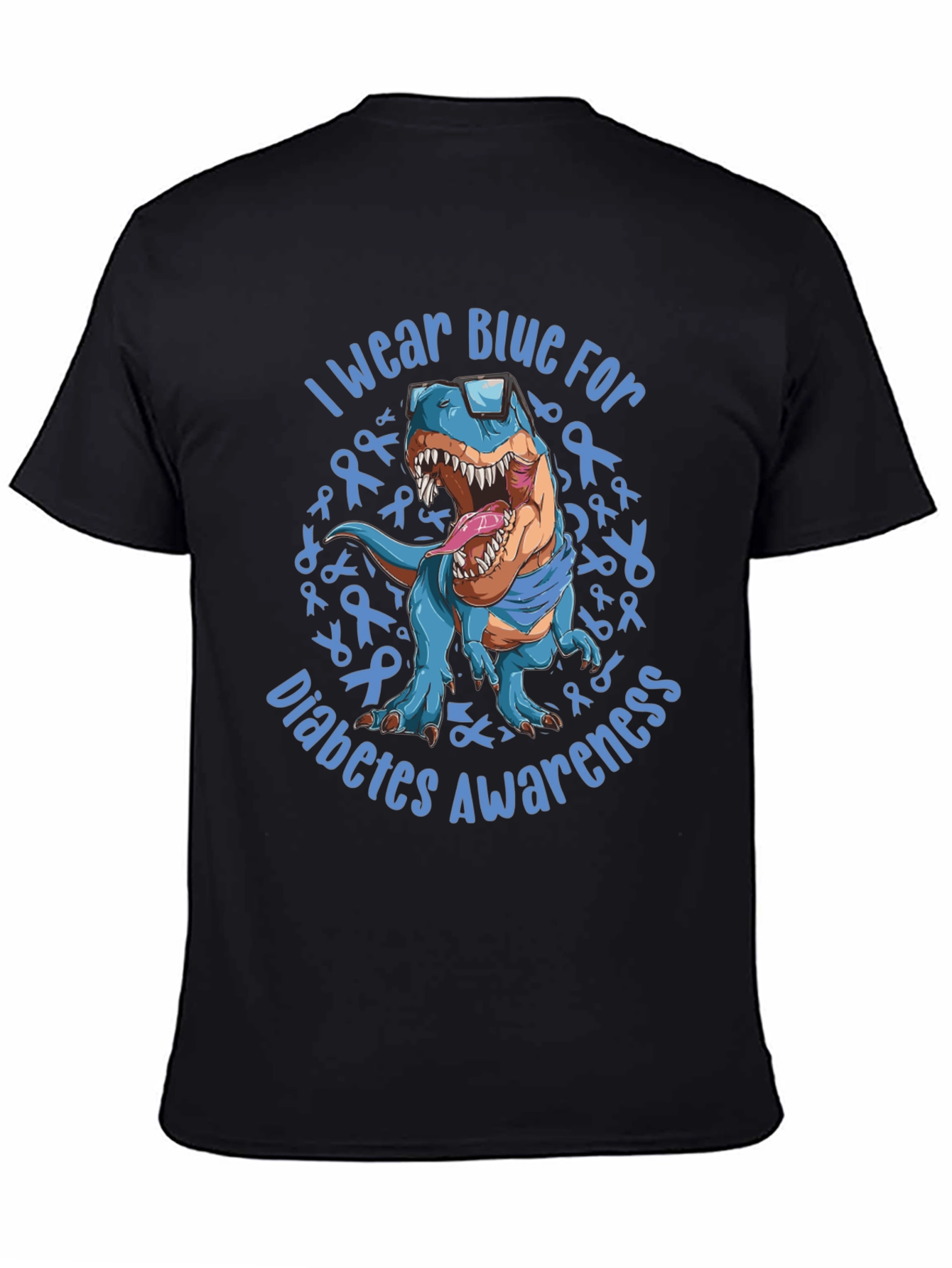 Blue Diabetes Awareness Dinosaur T-Shirt