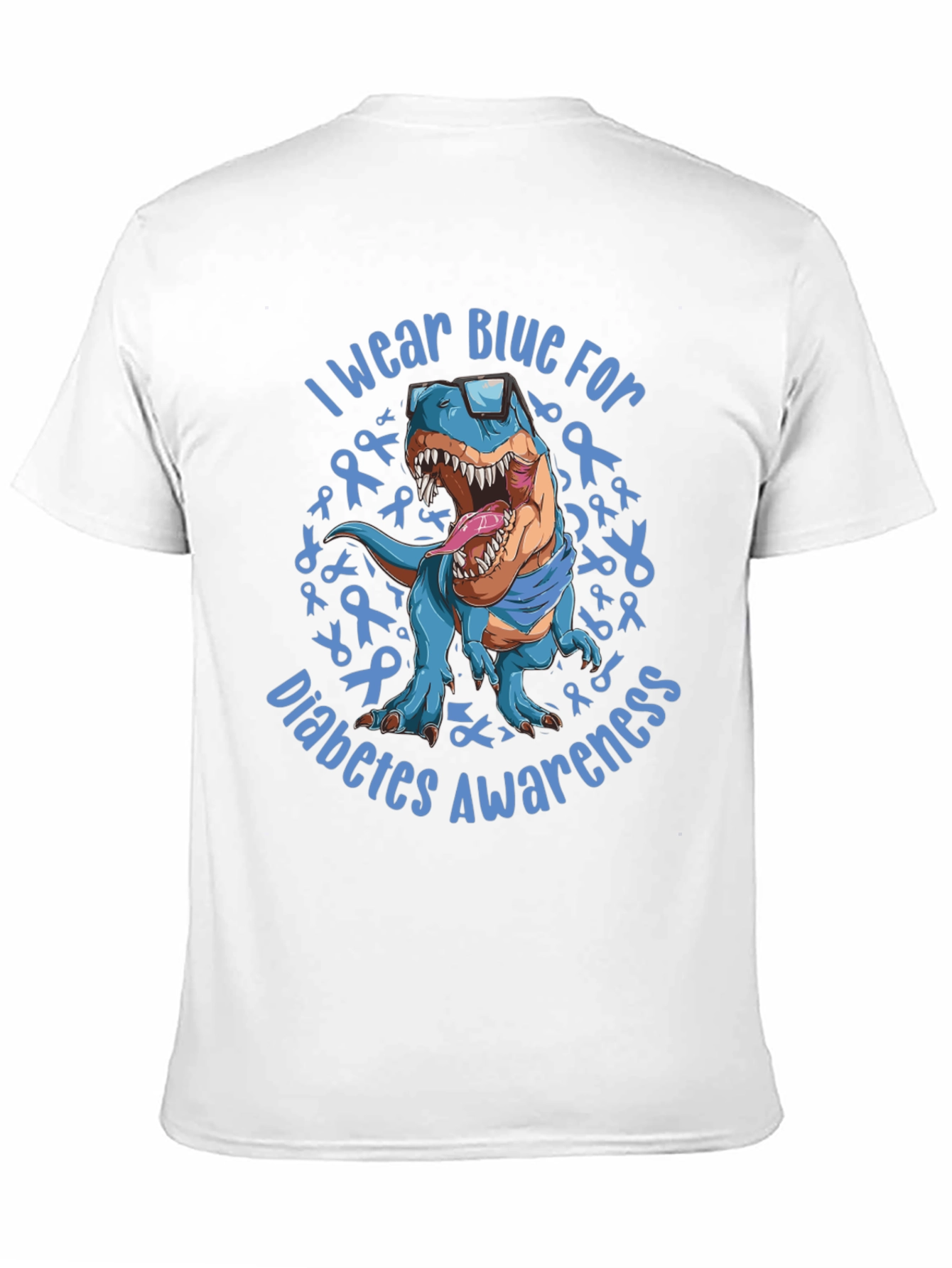 Blue Diabetes Awareness Dinosaur T-Shirt