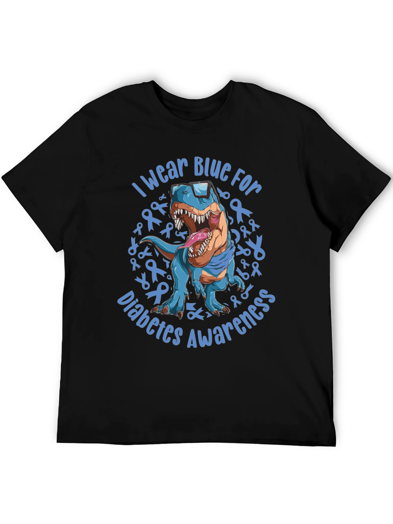 Blue Diabetes Awareness Dinosaur T-Shirt