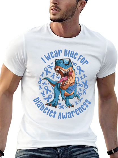 Blue Diabetes Awareness Dinosaur T-Shirt