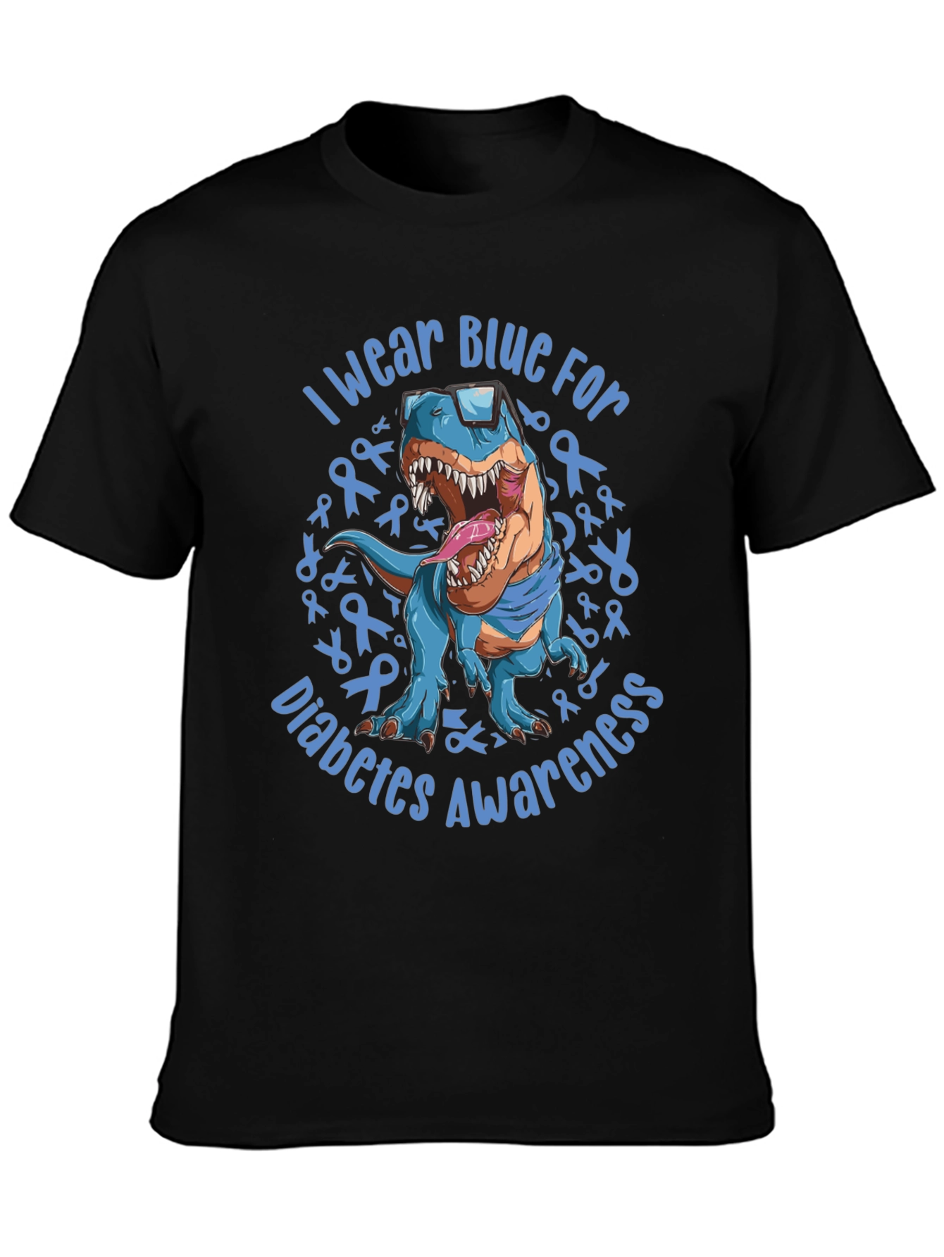 Blue Diabetes Awareness Dinosaur T-Shirt