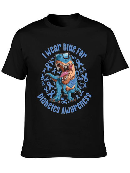 Blue Diabetes Awareness Dinosaur T-Shirt