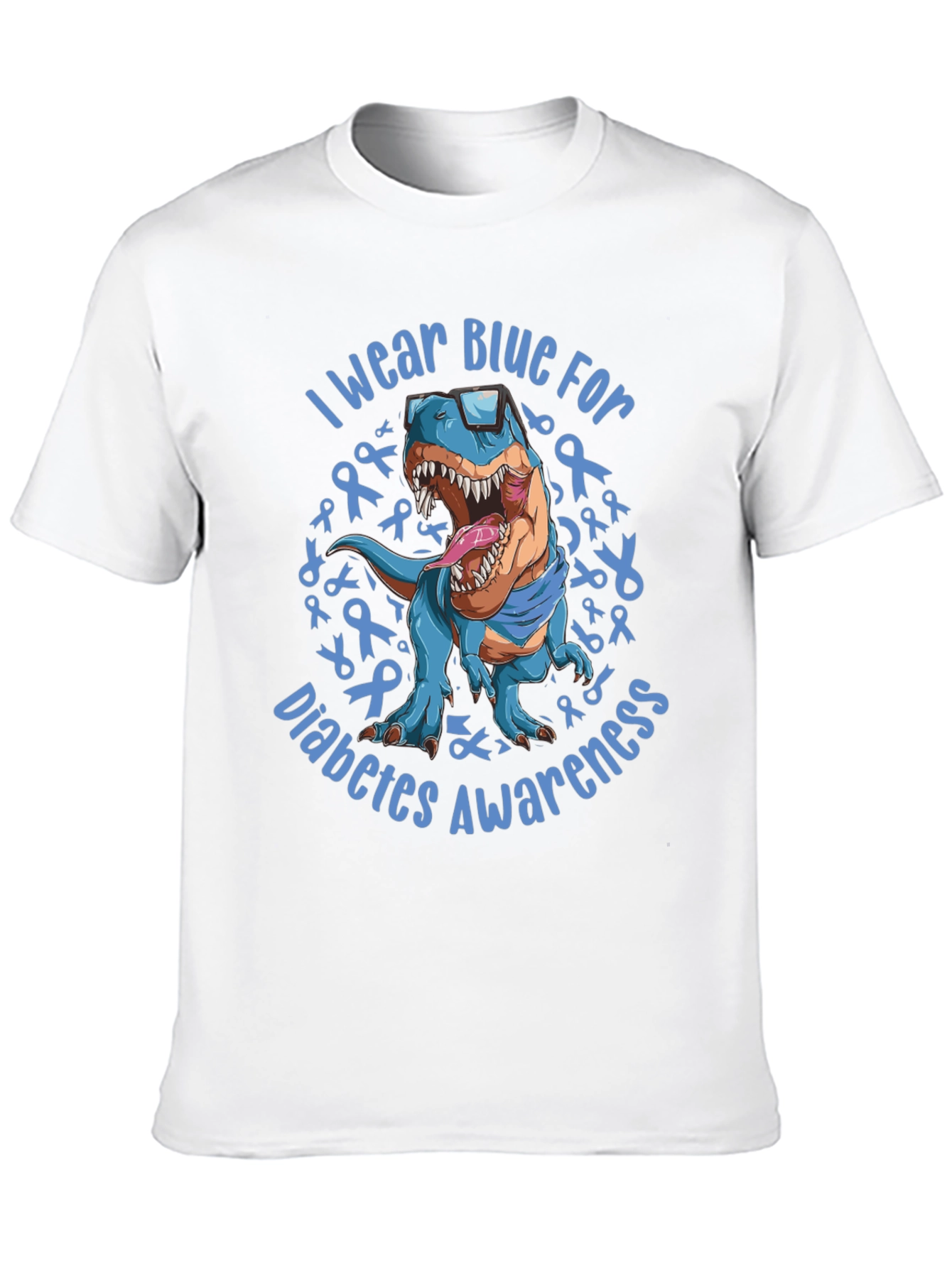 Blue Diabetes Awareness Dinosaur T-Shirt