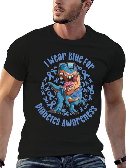 Blue Diabetes Awareness Dinosaur T-Shirt