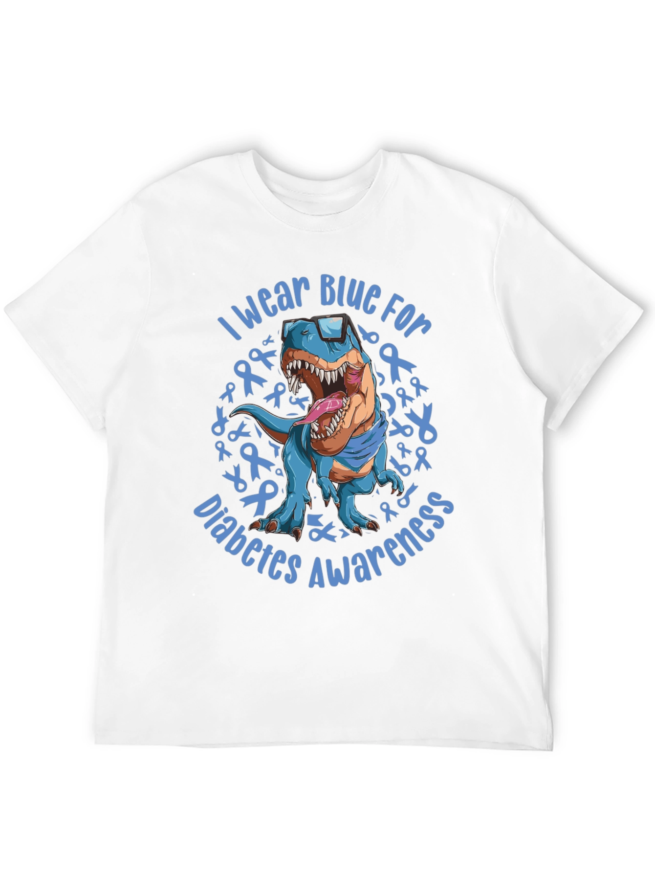 Blue Diabetes Awareness Dinosaur T-Shirt