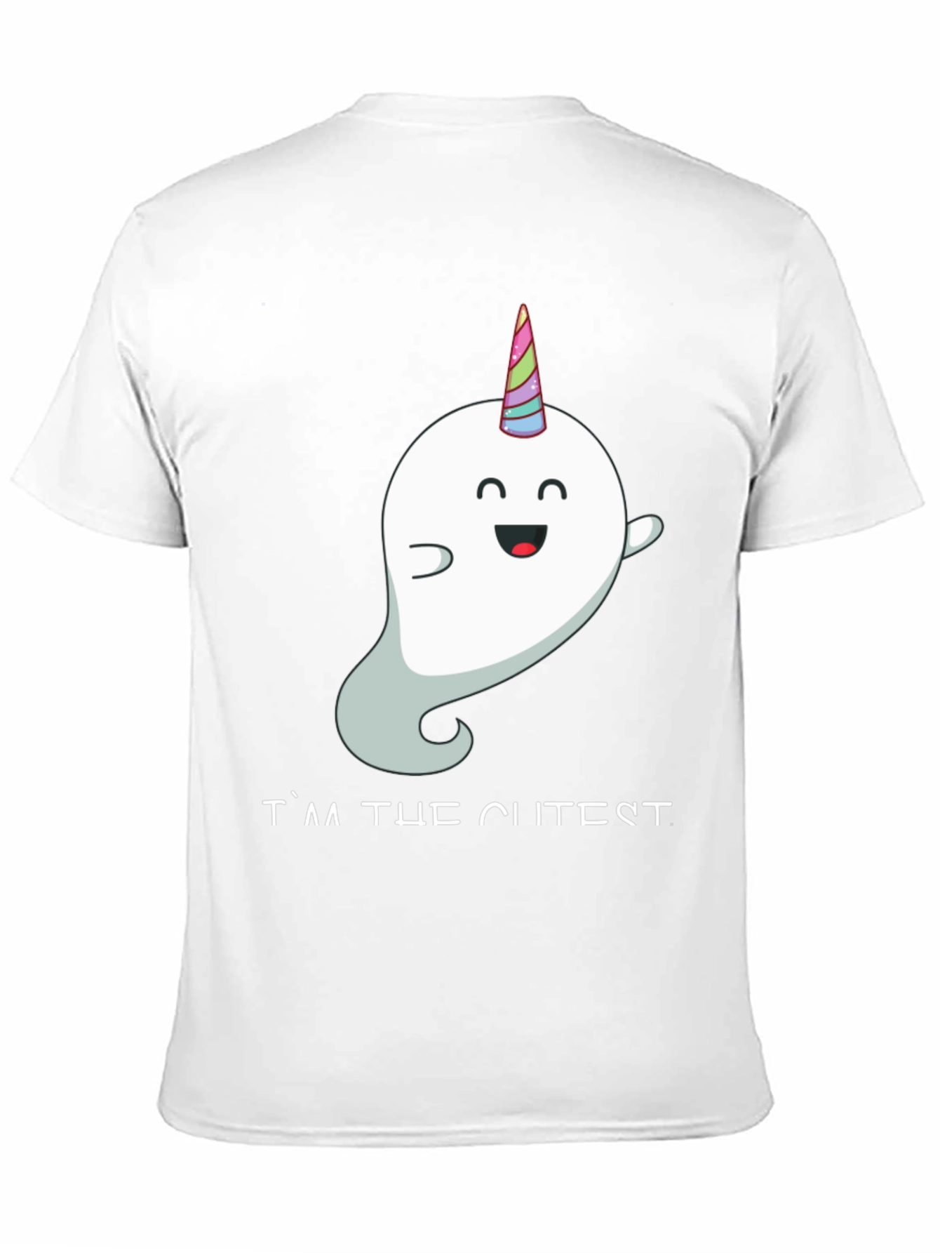 Cute Unicorn Ghost Black T-Shirt
