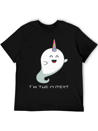 Cute Unicorn Ghost Black T-Shirt