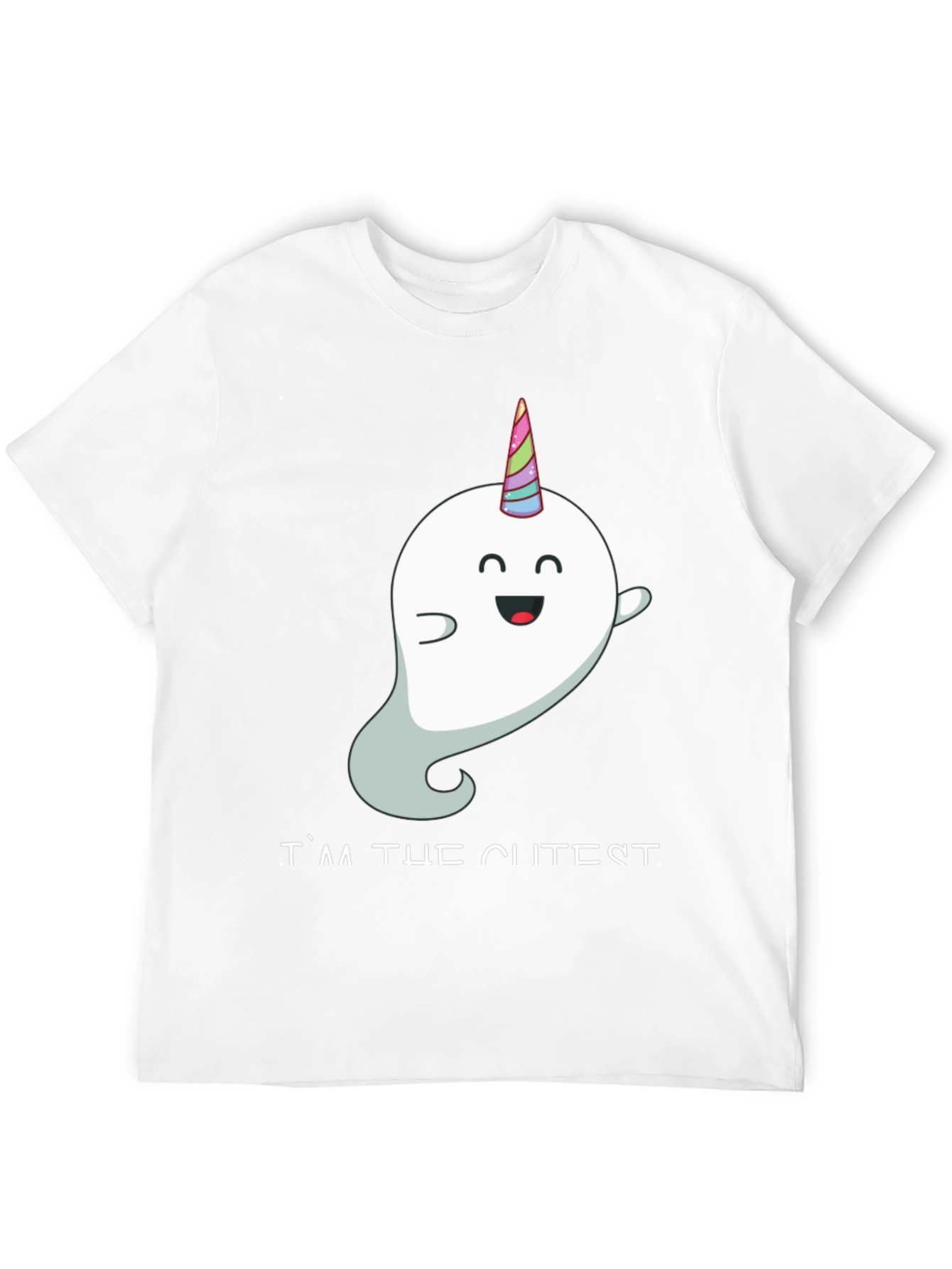 Cute Unicorn Ghost Black T-Shirt