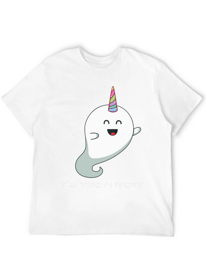 Cute Unicorn Ghost Black T-Shirt