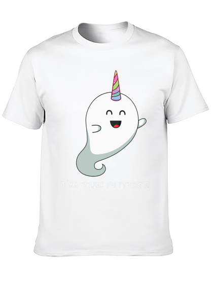 Cute Unicorn Ghost Black T-Shirt