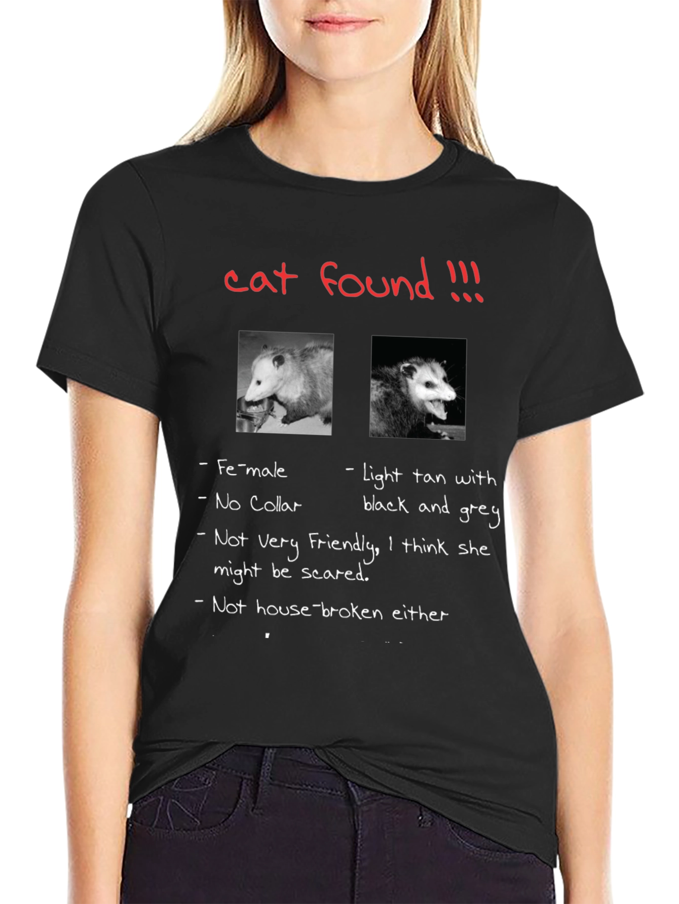 Funny Opossum T-Shirt Cat Found