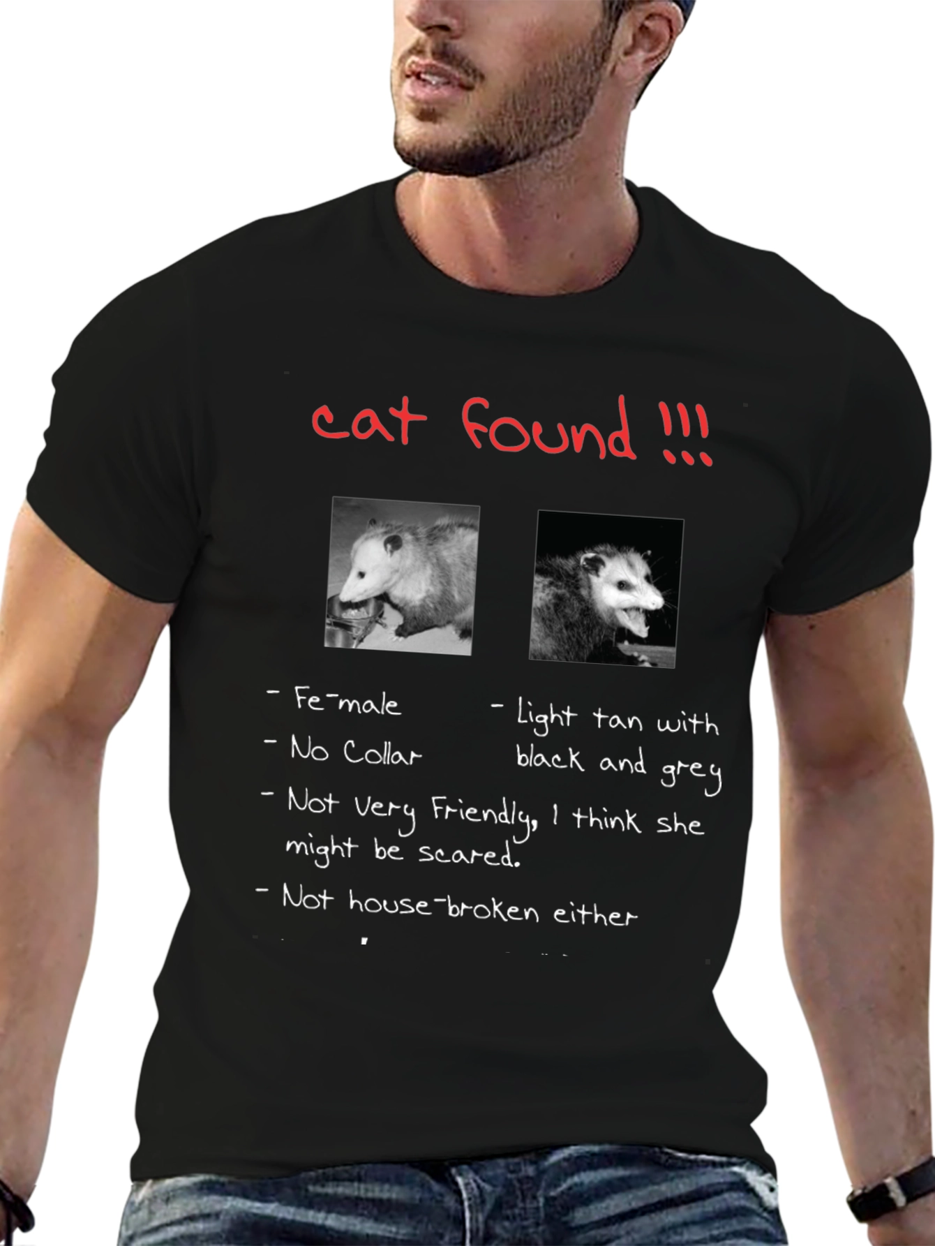 Funny Opossum T-Shirt Cat Found