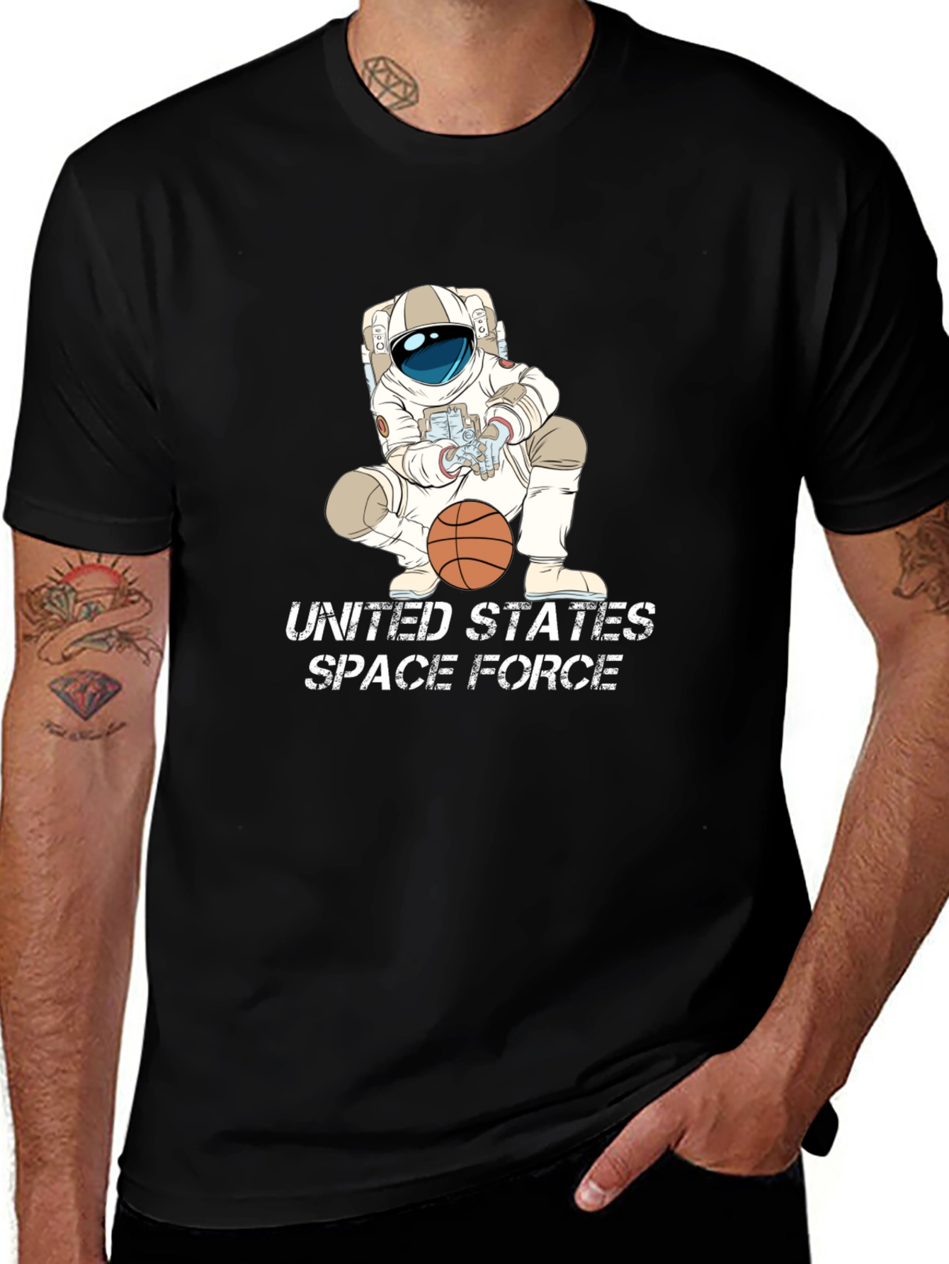 Astronaut Basketball Black T-Shirt - Space Force