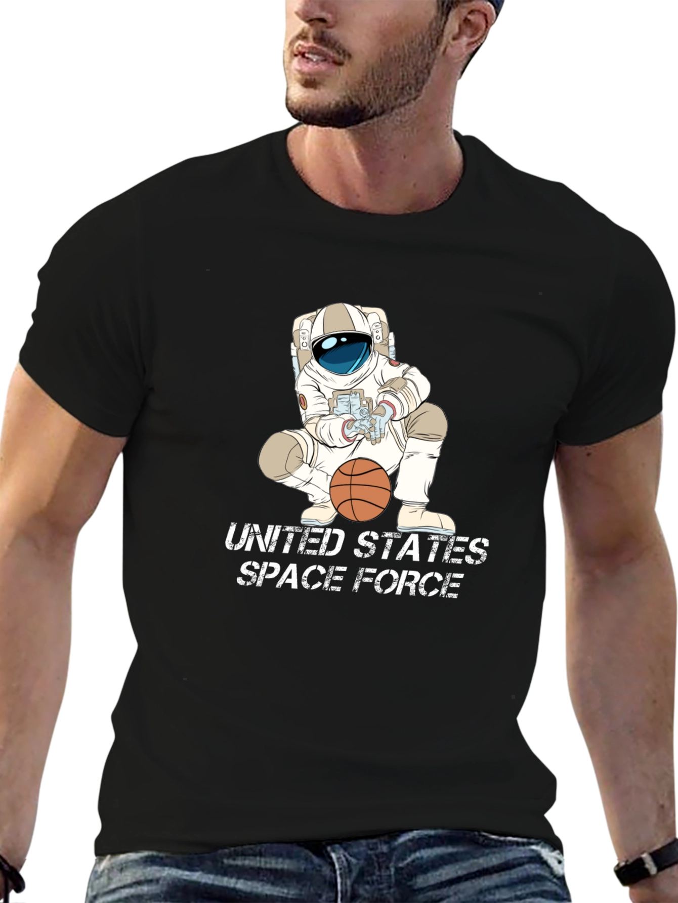 Astronaut Basketball Black T-Shirt - Space Force