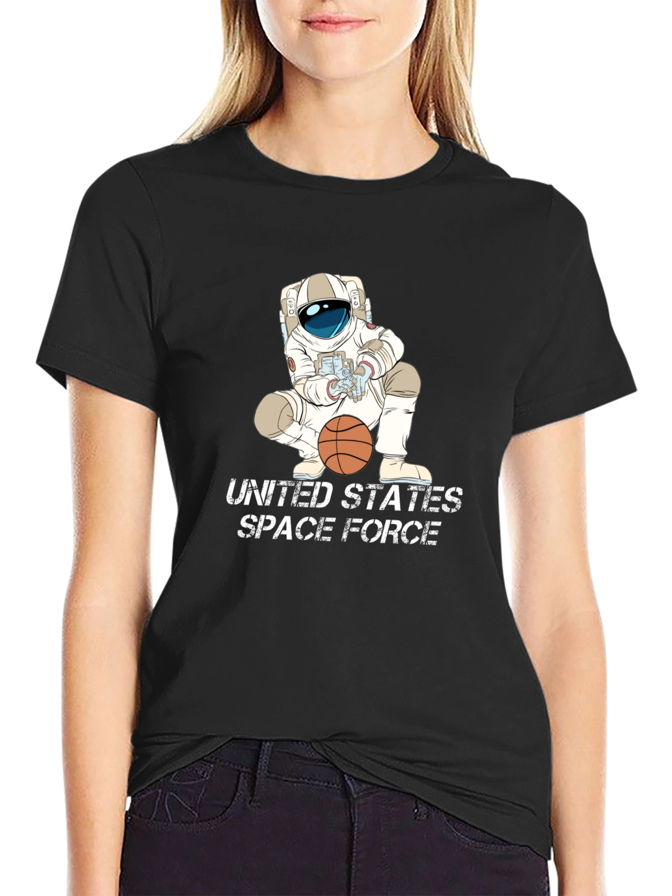 Astronaut Basketball Black T-Shirt - Space Force