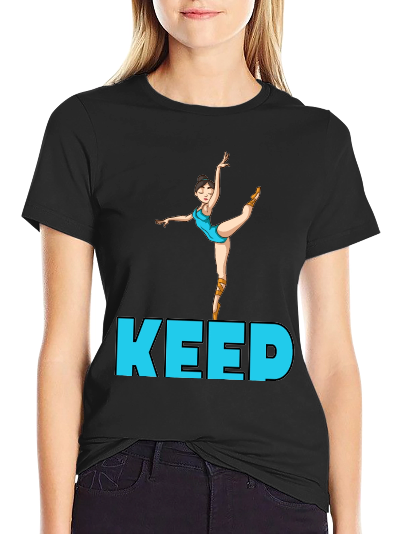 Ballet Dancer Keep Going Black Tee