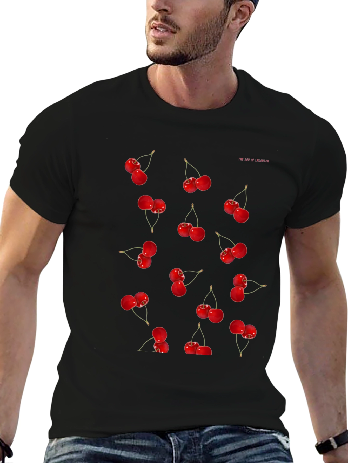 Cherry Print Black T-Shirt